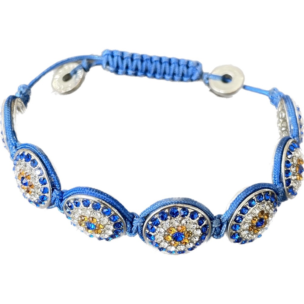 The Greek Evil  Eye adjustable bracelet with Swarovski crystals
